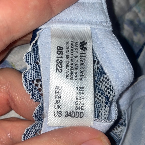 Light & Dark Blue Wacoal Lace Unlined Bra - Size 34DDD - BNWOT - Picture 8 of 10